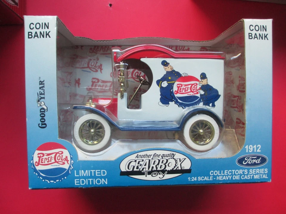 Gearbox 1912 Ford Pepsi Cola  Delivery Car Diecast Coin Bank Truck 1:24 - Image 1 of 1