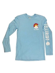 Telluride Colorado Ski Area Lt. Blue LS Crew Neck T-Shirt, Men’s Small, NEW! - Picture 1 of 6