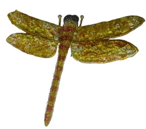 VINTAGE LIBELLE WANDSKULPTUR HELL METALLKUNST GLITZERND PHILIPPINEN HANDBEMALT - Bild 1 von 6