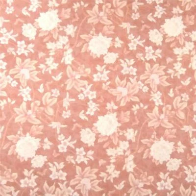 "Tranquil Garden", Ivory & Salmon Pink Floral, A FabriQuilt Cotton, Per 1/2 Yd - Image 1 of 4