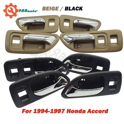 Black/ Beige Inside Door Handle Chrome Front Rear LH RH for 94-97 Honda Accord - Imagem 1 de 4