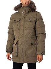 Superdry Men's Chinook Faux Fur Parka Jacket, Green