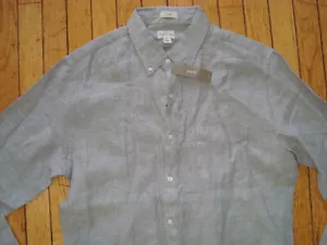 CAMISA DELGADA MANGA LARGA J.CREW HOMBRE LINO IRLANDÉS BAIRD Mc NUTT TALLA GRANDE ¡NUEVA CON ETIQUETAS! - Imagen 1 de 14