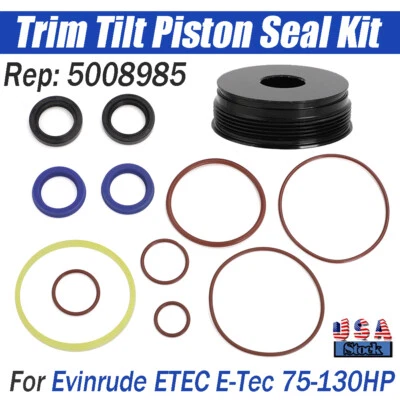 For Evinrude ETEC E-Tec Trim Tilt Piston Seal Kit 5008985 w/ End Cap 75-130hp US - Image 1 of 4
