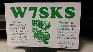 radio amateur QSL carte postale W7SKS Glenn Kinkade 1958 Auburn Washington