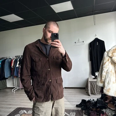 Leonardo Leather Men's Brown Blazer Jacket Size L - Image 1 of 4