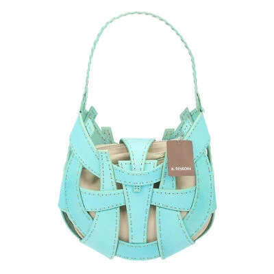 a.testoni Aquamarine Green Leather Basket Shoulder Hobo Bag Handbag - Image 1 of 4