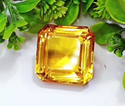 Piedra preciosa suelta certificada con forma cuadrada de topacio amarillo de 71,80+ quilates con regalo gratis Foto 1 de 4