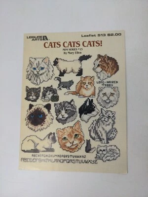 Vintage 1987 Leisure Arts Cats Cats Cats! Counted Cross Stitch Leaflet 513 - Image 1 of 4