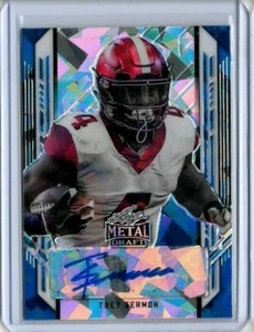 Trey Sermon 2021 Leaf Metal Draft Blue Crystals Auto SP #15/25 - Imagen 1 de 2