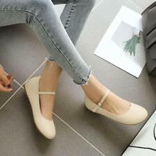 New Women Girls Ankle Strap Flats Round Toe Work Pumps Mary Jane Shoes plus size