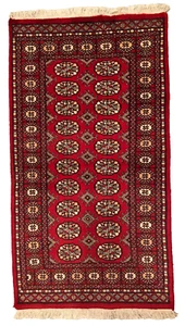 170 x 94 cm | Vintage Handmade Afghan Carpet Bokhara Red, Oriental Wool Rug - Picture 1 of 14