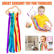 Ribbon Ring Toys Wooden Rainbow Baby Sensory Ribbon Rings Toys Baby Cloud PR