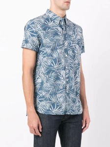 Levi's Hombre Azul Marino Manga Corta Sunset Bolsillo Estampado Camisa S XL - Picture 1 of 5