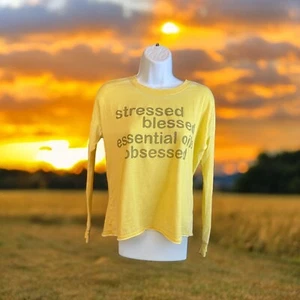 Doe Yellow Novelty Shirt XS Stressed Blessed Essential Oils Obsessed Y2K - Picture 1 of 6