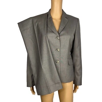 Nine West Women Polyester Rayon Pant Suit 6 Gray Lined Notch Collar Career 2PC - Image 1 of 4