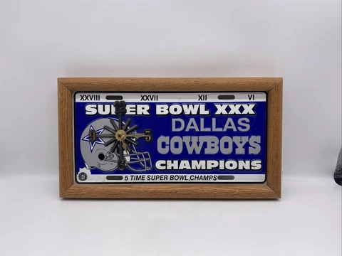 Dallas Cowboys Super Bowl XXX License Plate Wall Clock Rare NFL Cover