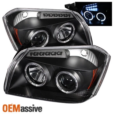 Fits 2005-2007 Dodge Magnum Black Bezel Halo LED Projector Headlights Lamps - Image 1 of 2