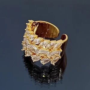 18K Gold Filled Stunning Italian Moissanite 18ct GF Cocktail Ring Size 7 - Picture 1 of 10