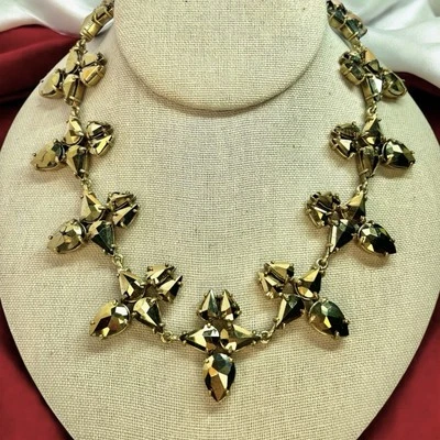 J. COLLAR CREW CRISTAL RADIANTE DECLARACIÓN TONO DORADO 17"L + 2-1/4" ¡LEER! Foto 1 de 4