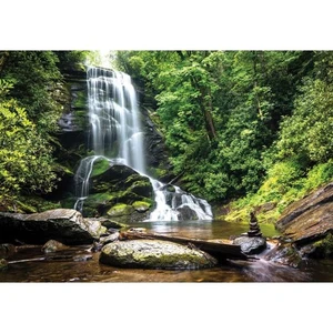 Fototapete-VLIES-WASSERFALL-(C14619)-Tapete-Nach-Mass-Kaskade Wald Teich See XXL - Bild 1 von 8