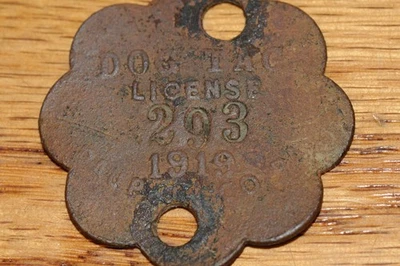 老式 1919 年狗牌许可证税务登记 #293 Dauphin County PA — 第 1/4 张图片
