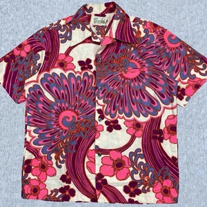 Vintage 60s 70s Diamond Head Sportswear Hawaiihemd Floral USA Herren Large - Bild 1 von 5
