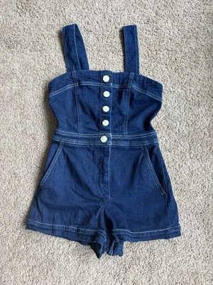 Maeve Anthropologie синий джинсовый ретро комбинезон с регулируемыми ремнями размер 2 - Изображение 1 из 4