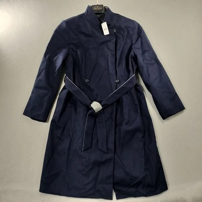 NWT Brooks Brothers United Airline Blue Wool Blend Belted Trench Coat Women XL R - Image 1 of 4