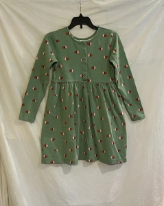 Hanna Andersson Girls Size 8 130cm Green Leaves Long Sleeve Playground Dress - Picture 1 of 11