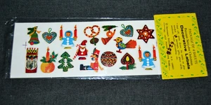 Stickers Merrimack Holiday FOLK ART HOLIDAY 4 Sheets NOS Vintage Seals Made HK - Picture 1 of 3
