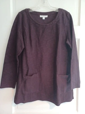 J.Jill PureJill purple organic cotton top M pockets Lagenlook minimalist boho - Image 1 of 4