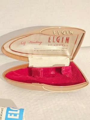 Reloj Elgin Vintage Clamshell Atomic Starburst MCM Caja Original Estuche Art Deco Foto 1 de 4