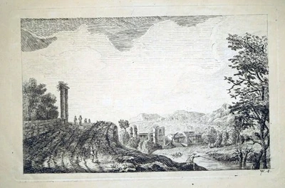 Radierung, Landschaft, Sebastien Leclerc I. attr., um 1690 - Bild 1 von 3