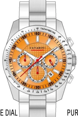 Orange Cavadini Chronograph Herrenuhr Edelstahl orange CV-890 Datum gut lesbar - Bild 1 von 3