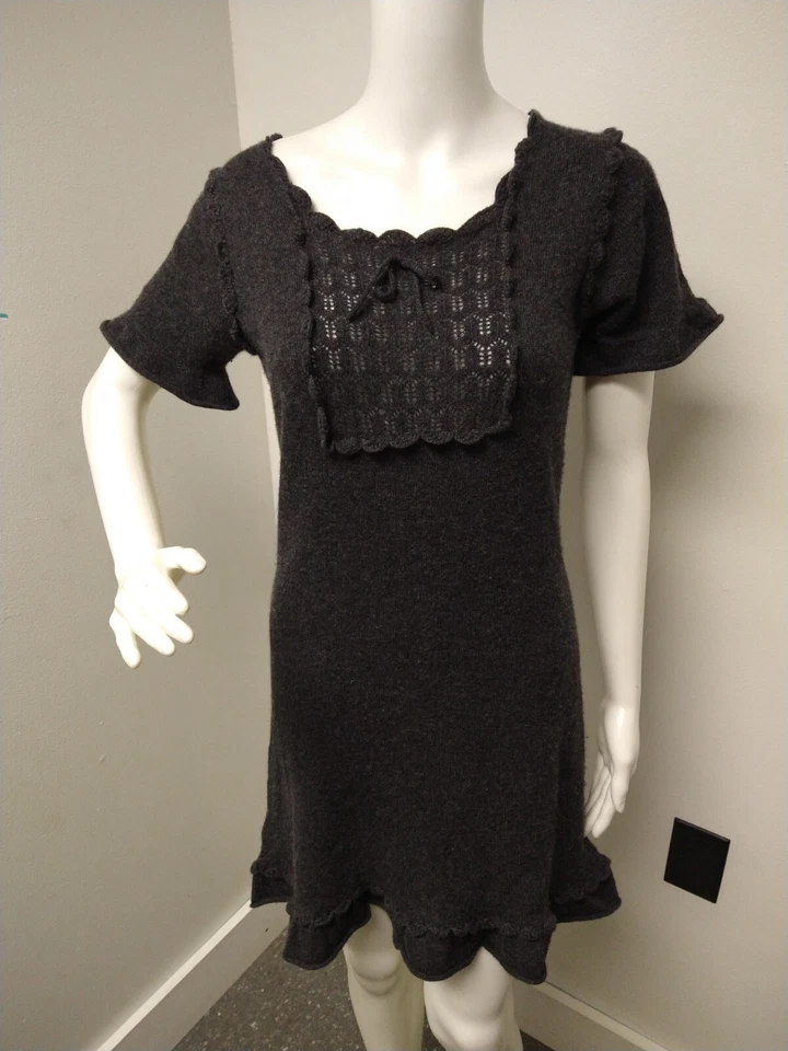 Vestido suéter de colección Max Studio para mujer 100 % cachemir con volantes pequeño preppy Foto 1 de 4