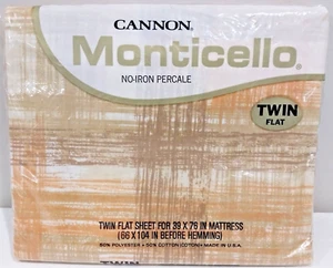 Vintage CANNON Monticello Twin Flat Sheet Jamaica Plaid No Iron Percale NEW NOS - Picture 1 of 4