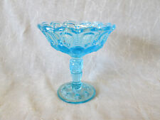 Moon and Stars Pattern Glass Fenton LG Wright LIGHT BLUE 5.5" Open Jelly Compote