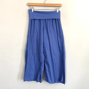 Hard Tail Forever Fold Over Voile Crop Pants Women Size Medium Periwinkle Blue - Picture 1 of 9