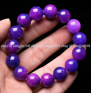 Huge 14mm Natural Purple Sugilite Round Gemstone Beads Bracelet 7.5" AAA+