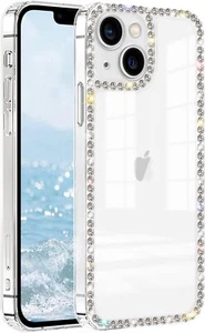Diamond Rhinestone Compatible with Case Bling Cute for Girls iPhone 14 Clear - Picture 1 of 8