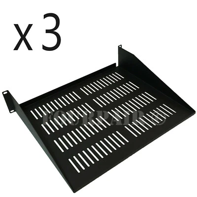 3 Pack - 19" 2U Cantilever Data Server Network Rack Mount Vented Shelf 15" Deep - Image 1 of 4