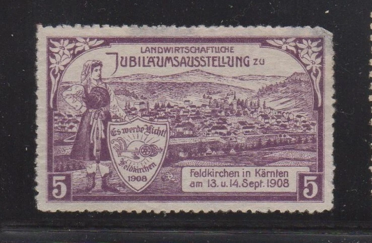 Austrian Advertising Stamp - 1908 Feldkirchen Agricultural Fair - Image 1 of 1
