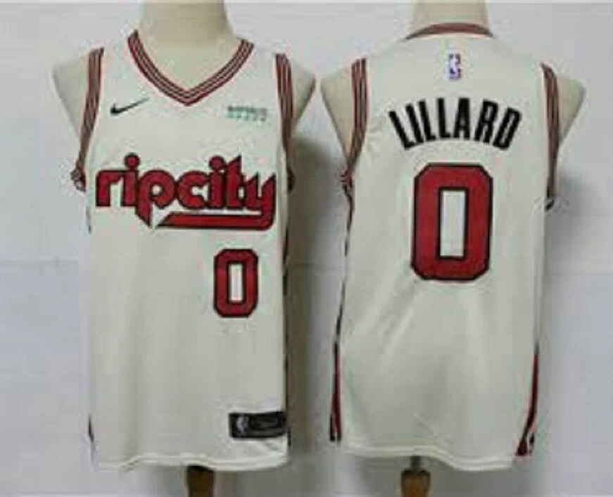 LILLARD CAMISETA DE LA NBA DE LOS PORTLAND CREMA. TALLA L,2XL. - Imagen 1 de 1