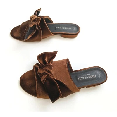 Kenneth Cole New York Candice Velvet Slide Flat Sandals With Bow Women's Size 6 - Image 1 of 4