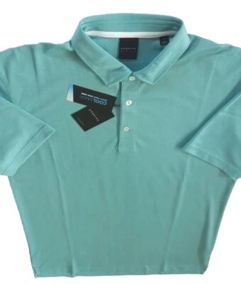 Polo Dunning Golf Hombres Botón Grande Rendimiento Turquesa Verde Spandex Poliéster Foto 1 de 4