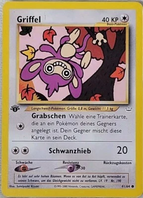Griffel / Aipom 1st Edition German Neo Revelation Normal Type Pokemon MP - Image 1 of 4