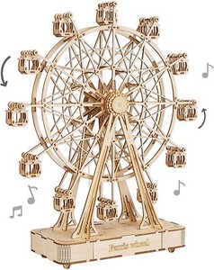 ROKR Riesenrad Spieluhr DIY 3D Holzpuzzle Modellbausatz mit Musik Kind Geschenk