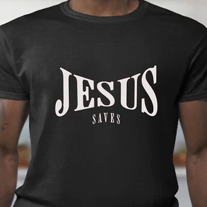 Jesus Saves Unisex Tee, Inspirational Spiritual Christian Shirt, Motivational - Picture 1 of 10