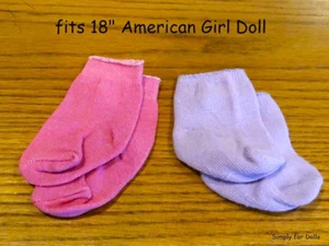 Set 2 PINK & PURPLE Ankle SOCKS fits 18" American Girl DOLL SHOES - Picture 1 of 1